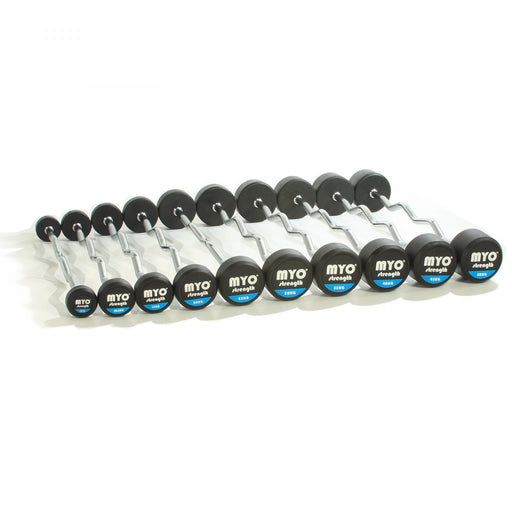 Rubber Barbell with PU End Cap - 10kg – 50kg EZ (10 Bar Set) - Blue-ChipfitenessStore