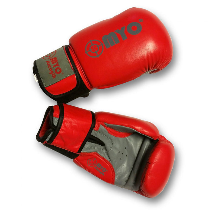 Boxing Gloves - Red/Grey - Leather - 12oz