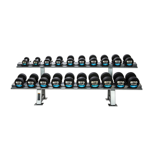 MYO Strength Rubber Dumbbell Sets with PU End Caps (2.5kg Increments) 2.5-25kg - Blue-ChipfitenessStore