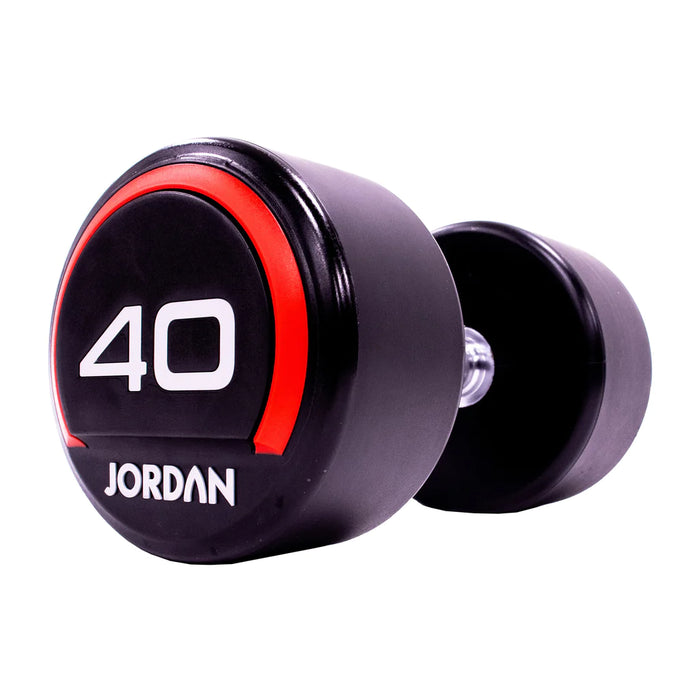 JORDAN FITNESS PREMIUM URETHANE DUMBBELL SETS (RED) 40kg-50kg (2.5kg increments/ 5 Pairs)