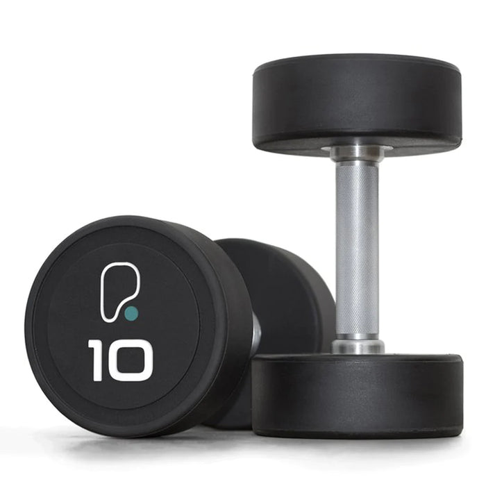 CUSTOM BRANDED URETHANE DUMBBELL SETS ** 65kg-75kg Custom Branded Urethane Dumbbell Set (2.5kg increments/5 Pairs)