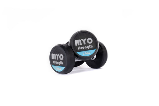 MYO Strength Rubber Dumbbell Sets with PU End Caps (2.5kg Increments) - Blue-ChipfitenessStore